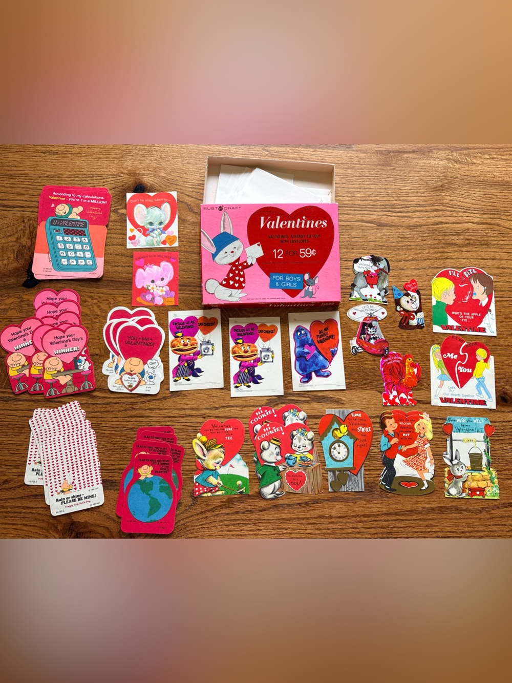 Vintage Assorted Valentines Cards with box and some envelopes